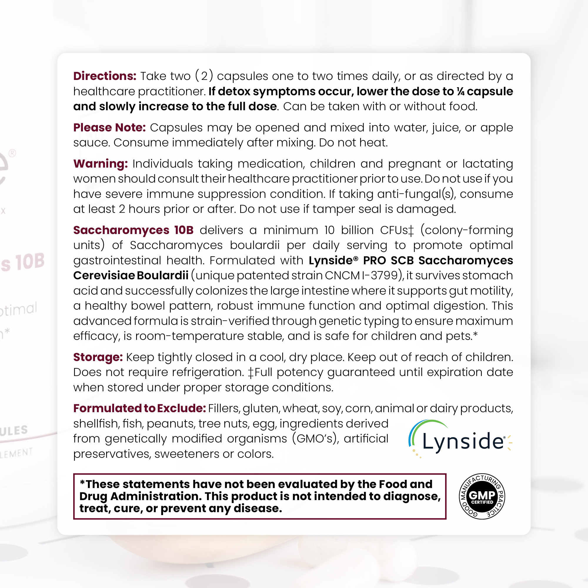 Saccharomyces Boulardii Probiotics 10 Billion CFU Made in USA | No Fillers Patented Strain: Lynside CNCM I-3799 Probiotics for Men and Women | Pure TheraPro Rx, Pharma Grade 120 Count