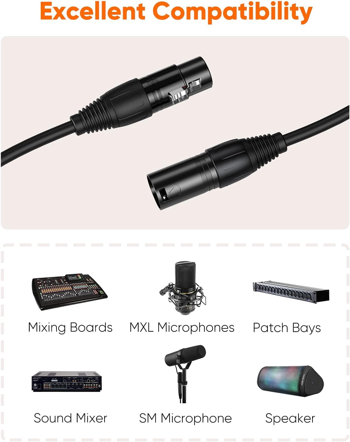 Simyoung XLR Male to Female Microphone Cable Balanced 3 Pin Mic Connector Extension Cable Cord 30FT Black