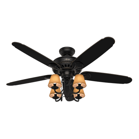 Hunter 54 Cortland Basque Black Ceiling Fan With Light Kit And
