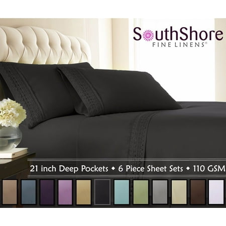 21 Inch Bed Linens Vintage 4-piece Crochet Lace Hem 21-inch Extra Deep Pocket Sheet Set and Pillowcases by Southshore Fine Linens ()