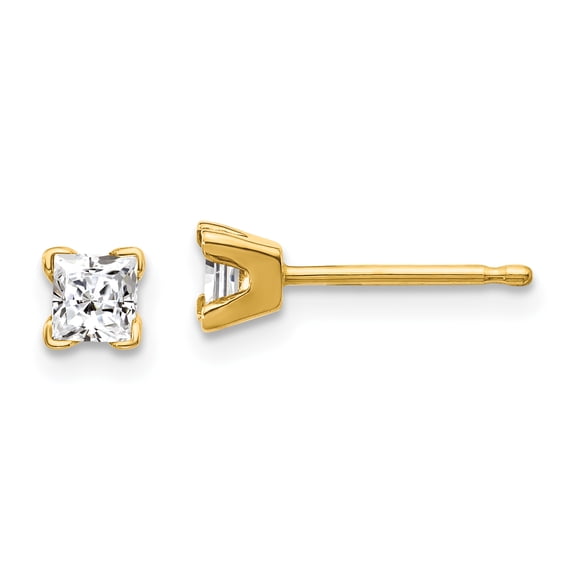 Quality Gold 14k AA Quality Complete Princess-Cut Diamond Stud Ear, Yellow