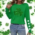 thumbnail image 6 of Ohufall Women's St Patrick's Day T-Shirt Lucky Irish Long Sleeve Shamrock Graphic Tees Tops, 6 of 6