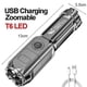 thumbnail image 3 of Usb T6 Led Zoom Flashlight Strong Light 2pcs, 3 of 5