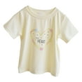 thumbnail image 4 of Gubotare T Shirts for Girls Trendy Girls' Tees Short Sleeve T Shirt Casual Graphic Summer Crewneck Tops (Beige,Size 6-7 Years), 4 of 5