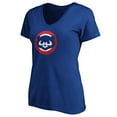 thumbnail image 2 of Women's Royal Chicago Cubs Cooperstown Collection Huntington Logo V-Neck T-Shirt, 2 of 3