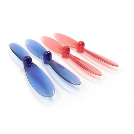 Image of HobbyFlip Transparent Clear Blue and Red Propeller Blades Props Rotor Set Compatible with Micro Drone Quad Rotor