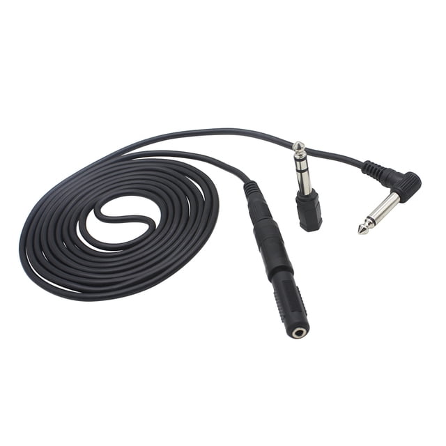 / 10 Feet Instrument Guitar Audio Cable 1/4-Inch 6.35mm Straight to Right Angle Plug Black ABS Jacket with 3 Adapters
