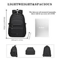 thumbnail image 2 of Black Backpack Multi-compartment Large Capacity Casual Laptop Backpack for Men and Women, Adjustable Padded Shoulder Straps, Nylon Material, 17.3", 2 of 7