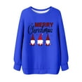 thumbnail image 2 of Ladies' Christmas Printed Round Neck Long Sleeved T-shirt Sweatshirt Top, Merry Christmas Themed Fall Winter Casual Wear with Comfort Fit for Daily Use,Blue,M, 2 of 5