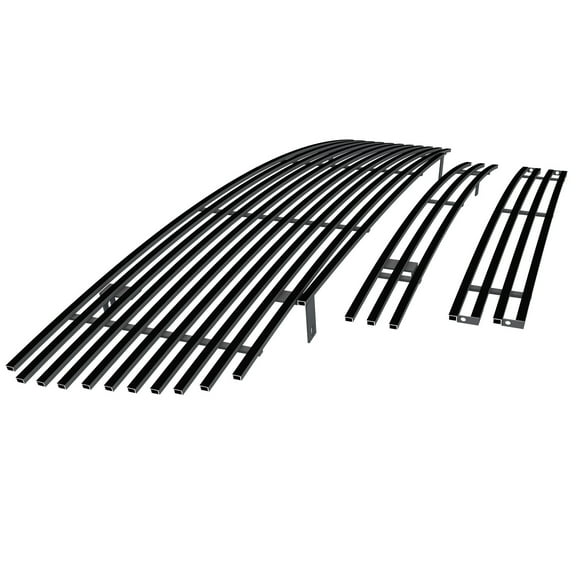 APS Compatible with GMC Sierra 1500 2500HD 3500 2003-2006 & 07 Classic Stainless Steel Black 8x6 Horizontal Billet Grille Insert Combo G87978J