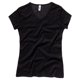thumbnail image 1 of B&C Camiseta de manga corta en canalé fino con cuello en forma de V para chica/mujer (Negro), 1 of 1