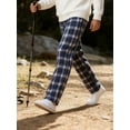 thumbnail image 6 of MANSENHUG Mens Plaid Pants Flannel Keep warm Double-faced pile Trousers Double-pocket storage Pajama Pants, 6 of 10