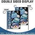 thumbnail image 4 of SM-XLHN Welcome Winter Snowman Small Decorative Garden Flag, Christmas Blue Hat Snowflake Yard Lawn Outside Decor, Seasonal Burlap Outdoor Home Decoration Double Sided 12 x 18, 4 of 6