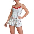 thumbnail image 2 of Helii Women's Cherry Print Pajama Set Lace Trim Spaghetti Strap Cami Top and Shorts Soft Stretchy Sleepwear 2 Piece Lounge Sets for Summer Sleeping Home Vacation, 2 of 5