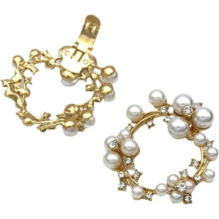 Municipal 2 Pcs Detachable Pearls Wreath Shoe Clips Gold Pearl Garland Shoe Buckles Shoes Jewelry Shoe Embellishments Clips