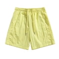 thumbnail image 2 of Men's Workout Running Shorts 7 Inch Lightweight Athletic Beach Shorts with Pockets No Liner Quick Dry Gym Active Shorts Yellow, 2 of 5