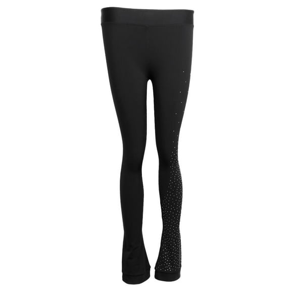 Pantalones de Lana para Patinaje Artístico con Cristal - Pantalones de Gimnasia para Competición de Niños Adultos - Varios Tamaños - Negro, XS