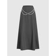 thumbnail image 2 of Women's High Waist Grey A-Line Midi Skirt with Double Pearl Chain Detail Flowy Office Casual Skirt, 2 of 6