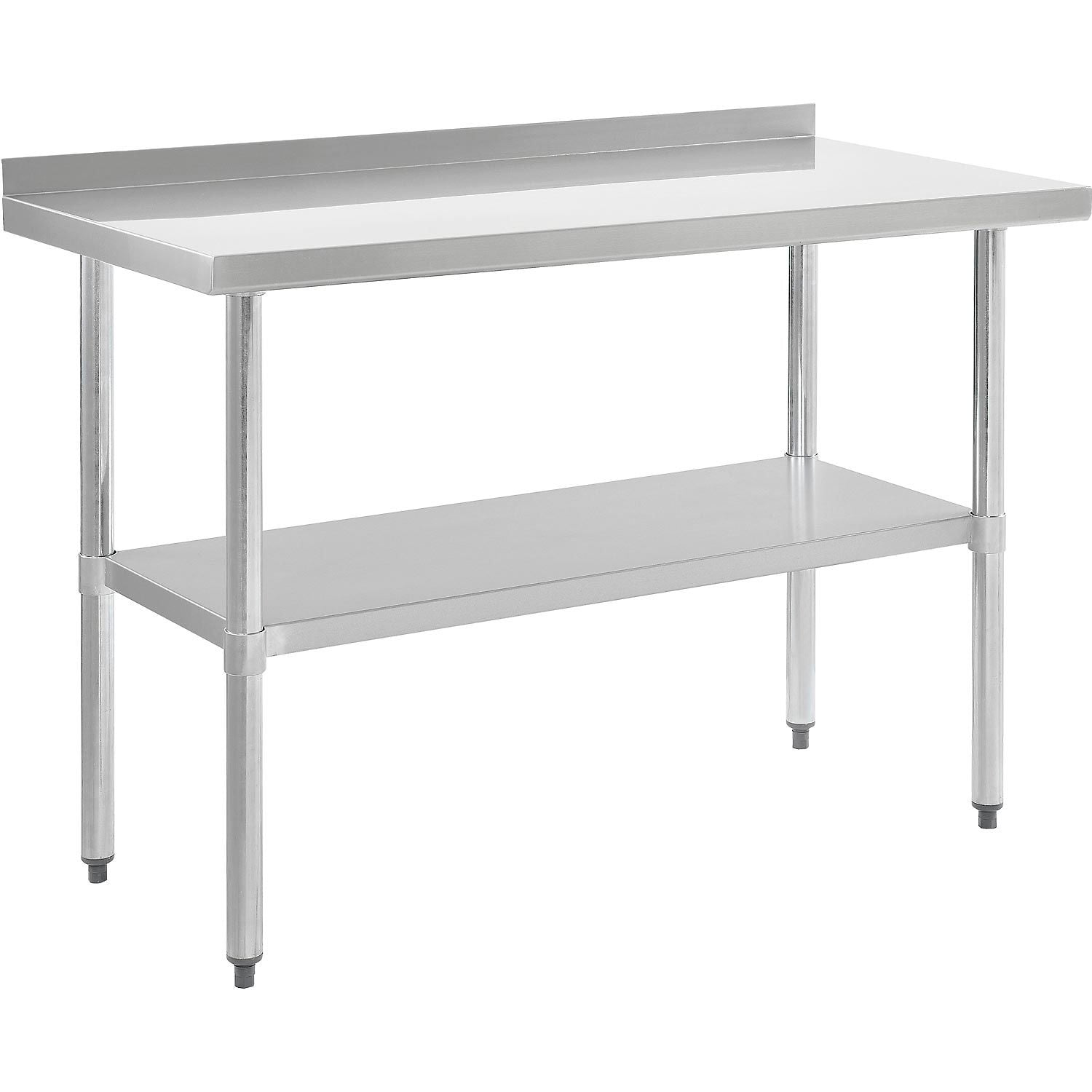 Ningbo Yinzhou Haisland Machinery 493603 18 Gauge 430 Series Stainless Global Industrial Workbench with Shelf & 2 in. Backsplash - 48 x 30 in.