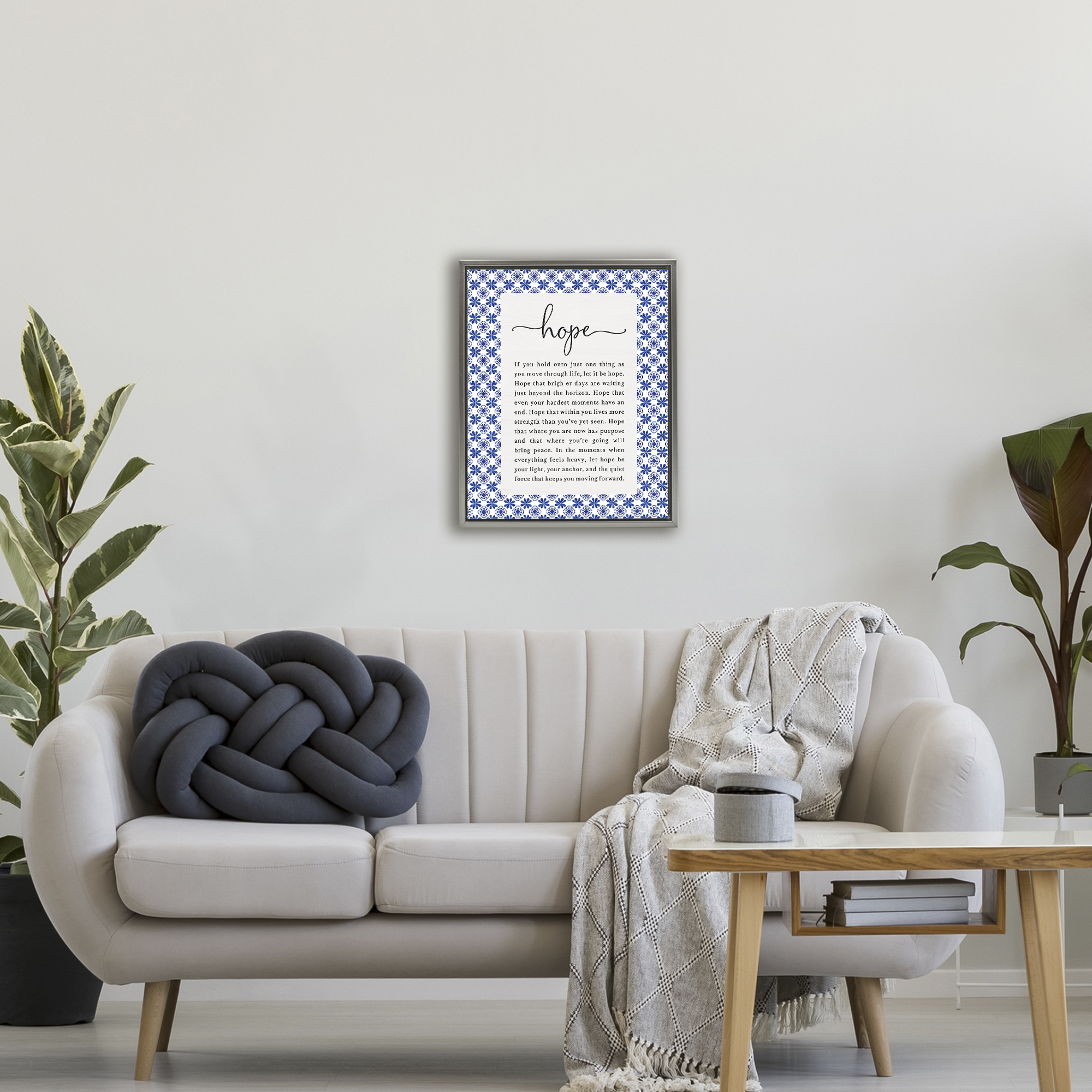 Hope For Brighter Days Gray Framed Floater Canvas Wall Art, design by Lettered and Lined