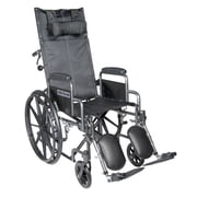 Drive Medical Silver Sport Reclining Wheelchair with Elevating Leg Rests, Detachable Desk Arms, 20" Seat