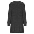 thumbnail image 6 of HAPIMO Women's Dress Crew Neck Long Sleeve Loose Button Down Side Pockets Modern Elegant Dress Comfortable Daily Use Gray XXL, 6 of 7