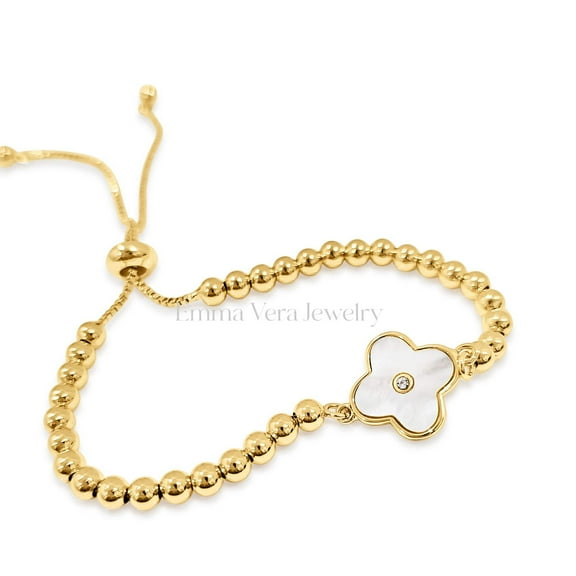 Gold Mother of Pearl Slider Bracelet
