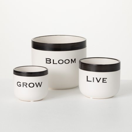 Sullivans Typography Planter Set of 3  6 H. 4.25 H & 3.5 H White