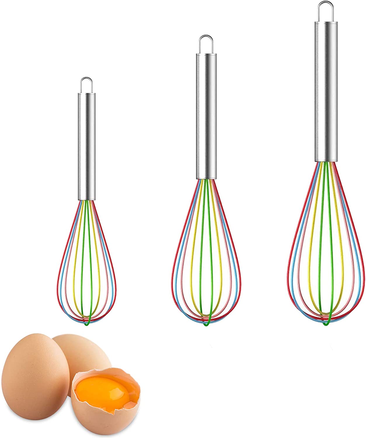 Silicone whisk set of 3, milk egg whisk, gastro whisk, whisk, spiral