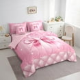 thumbnail image 3 of Castle Fairy Cartoon Ribbon Bow Twin Bedding Sets 7-Piece for Kids Children Teens,Bling Pink Glitter Bedding Comforter Set Microfiber,Geometric Plaid Breathable Sheet Sets,Ultra Soft Home Decor, 3 of 8