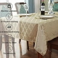 thumbnail image 4 of Jacquard Tablecloth Rectangle Damask Fabric Table Cloth, Water Resistant & Wrinkle Free Polyester Table Cover for Kitchen Dining Tabletop Use (Rectangle/Oblong, 52" x 70" (4-6 Seats), Gold), 4 of 8