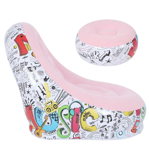 M Buder Sofá Inflable Portátil con Reposapiés Color Rosa, Silla Ergonómica Cómoda para Sala, Balcón y Exteriores (116 cm x 98 cm x 83 cm / 45.7 in x 38.6 in x 32.7 in)