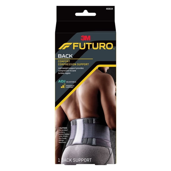 Futuro Delux Back Brace Support, Black, Adjustable, 1 Ea