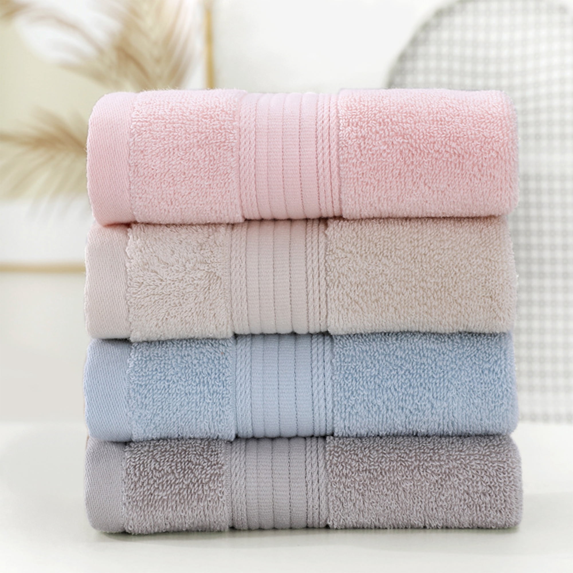 Unique Bargains Solid Striped Cotton Hand Towel Set 13" x 29" Grey 6 Pack