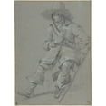 thumbnail image 2 of Gabriel Metsu 11x14 Black Ornate Wood Framed Double Matted Museum Art Print Titled: Seated Cavalier with Glass (Mid-17th Century), 2 of 5