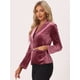 thumbnail image 2 of Chaqueta de terciopelo de oficina frontal con botón de solapa con muesca vintage para mujer Rosa Sucio M, 2 of 6