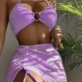 thumbnail image 5 of Fashion Bathing Suit 3 Pieces Halter Bikini Women Swimsuit with Sarongs Cover Up, 5 of 16