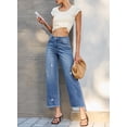 thumbnail image 3 of DOKOTOO Jeans for Women Stretchy Straight Leg Distressed Washed Comfort Fit Trendy Frayed Raw Hem Ankle Pants (Plus Size Available), 3 of 8