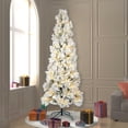 thumbnail image 3 of Vickerman 7.5' x 37" Flocked Atka Pencil Artificial Christmas tree, Warm White Dura-Lit® LED Lights, 3 of 3