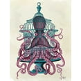 thumbnail image 2 of Fab Funky 19x24 White Modern Wood Framed Museum Art Print Titled - Pink Octopus in Cage, 2 of 4