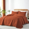 thumbnail image 3 of Flymme Bedspreads for Queen Size Bed,3 Piece Burnt Orange Ultrasonic Embossed Thin Quilt Set, Lightweight Microfiber Coverlet Boho Bedding Sets for Bedroom Guest Room Decor, 3 of 6