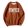 thumbnail image 4 of Xijirk Crewneck Pullover Sweatshirt Long Sleeve Loose Fit Pumpkin Spice Letter Small Pumpkin Graphic Print for Fall Thanksgiving Halloween and Daily Casual Wear,Orange,S, 4 of 4