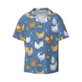 thumbnail image 4 of Uemuo Chicken Family Pattern Cotton Linen Short Sleeve Shirts,Casual Lightweight Button Down Shirts,Vacation Beach Summer Tops-Medium, 4 of 7