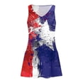 thumbnail image 6 of Ygbgbb Womens Independence Day Dresses Pleated Waist Strap Mini Dresses V Neck Flag Sleeveless Dresses E-Multicolor XL, 6 of 7