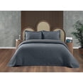 thumbnail image 2 of Knitted Bedspread Set, Lines Interlacing 3 Piece Bedding Coverlet Set with Decorative Quilt Pillow Sham Heavyweight Coton Blend Comfy Bedspread for All Season, 3 Sizes, Dark Slate Blue, by Ambesonne, 2 of 3