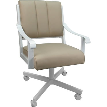 Leather Memphis Dining Caster Chair Swivel Tilt - Tan Leather on White