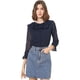 thumbnail image 1 of Blusa Allegra K Gasa Transparente Lunares Cuello Con Volantes Botón Frontal Para Mujer Azul Oscuro S, 1 of 6