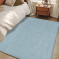 thumbnail image 5 of Vintage Haze Blue Large Area Rugs for Bedroom Living Room, Soft Non Slip Carpet Bedside Rug, Farmhouse Retro Solid Color Linen Texture Rectangular Floor Cover Kitchen Accent Rug 2.7'x5' for Office, 5 of 9