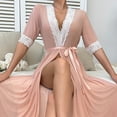thumbnail image 2 of Celivon Lace Mesh Robes For Women Spring Summer Long Pajamas Smooth Robe Kimono Bathrobe Home Clothes Sexy, 2 of 9