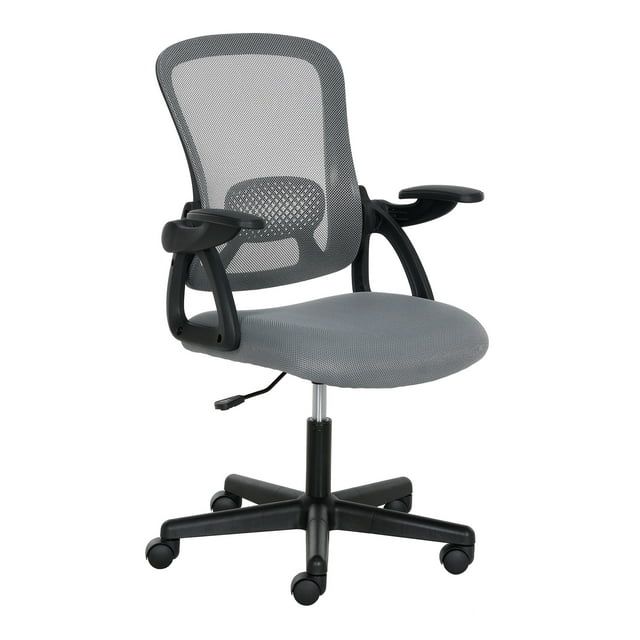 Ergonomic Office Chair with Mesh Back, Flip-Up Arms, Lumbar Support, 275lb Capacity, 360° Swivel, Grey